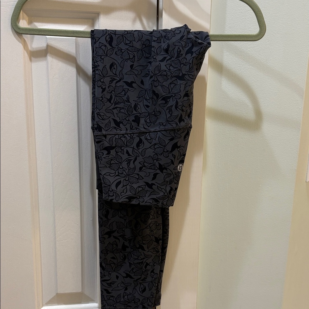 lululemon Dark Leaf Print Leggings 108.00 price in stores now worn once